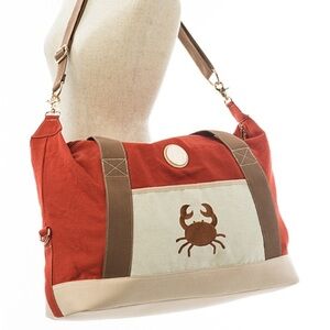 SPARTINA 449 Crab Duffle Durable Canvas & Linen- Rust and  Beige NWT